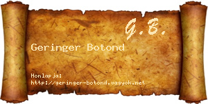 Geringer Botond névjegykártya